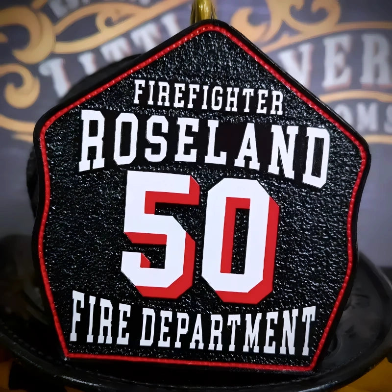 Classic custom helmet shield handmade leather firefighter front