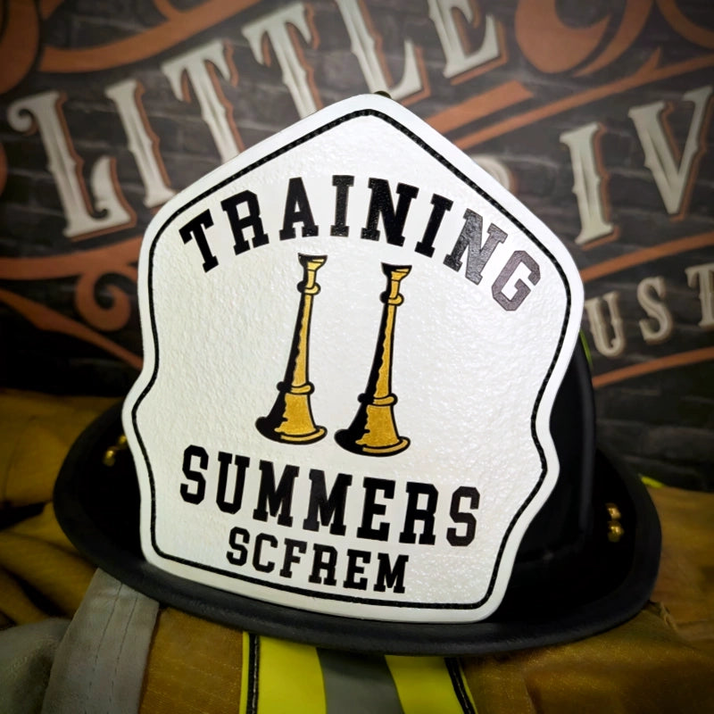 Custom helmet shield leather front classic firefighter design