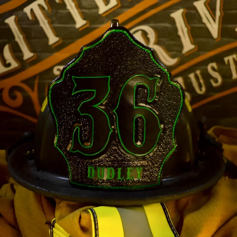 Company Shield firefighter helmet shield identity focused design