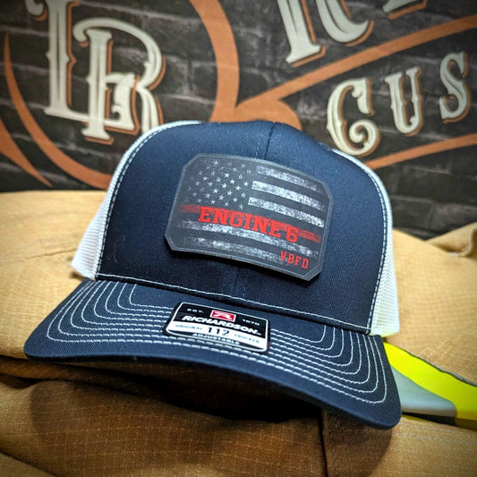 Custom background leather patch hat with full color design