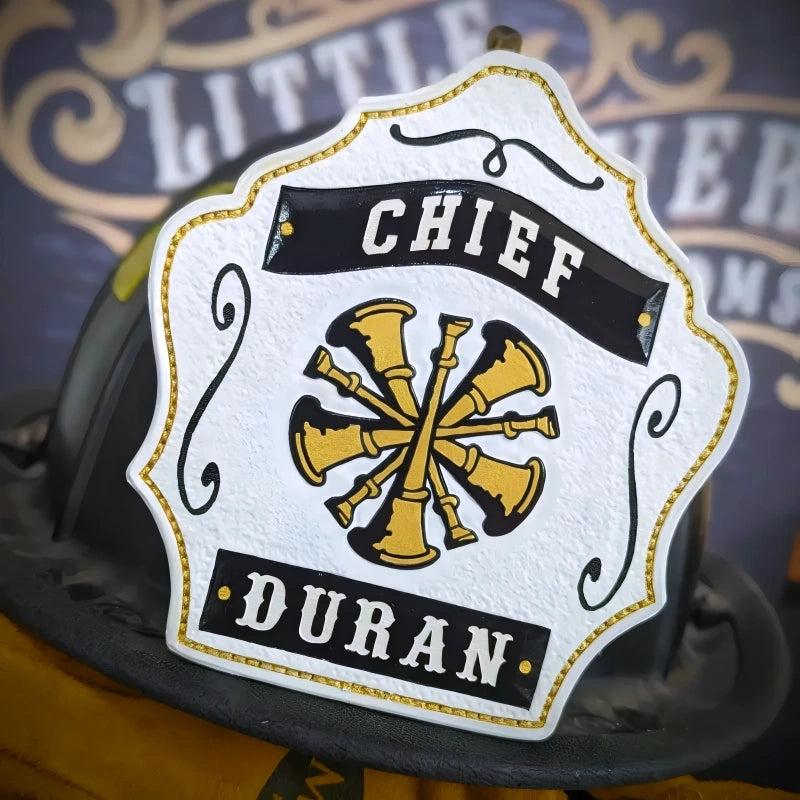 Leather officer helmet shield for firefighter chiefs and captains