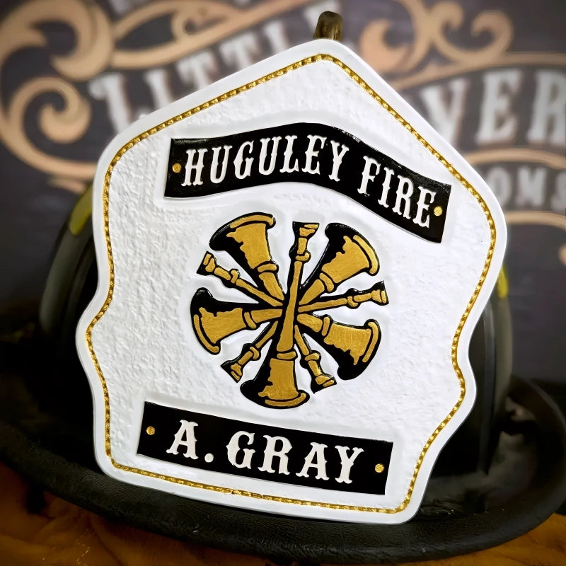 Officer helmet shield for chiefs handmade leather firefighter front