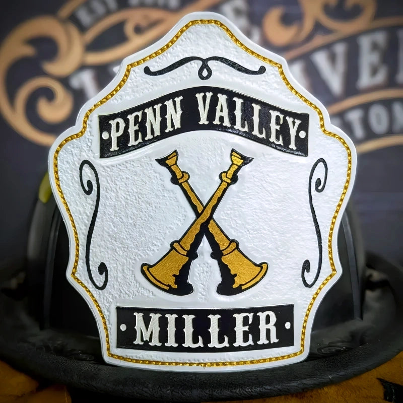 Chief officer leather fire helmet front custom firefighter shield