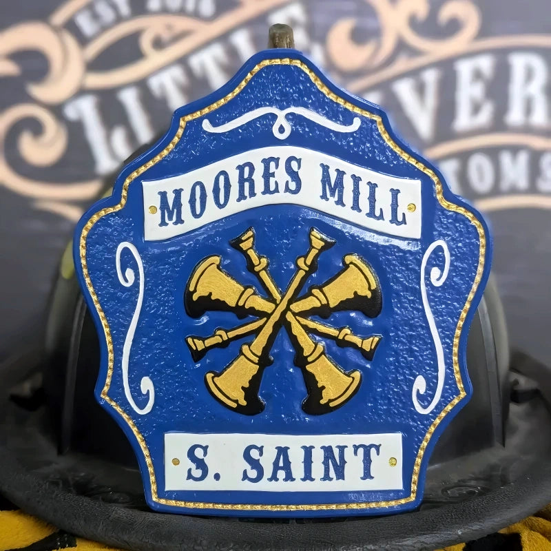 Custom officer bugle firefighter helmet shield built in leather