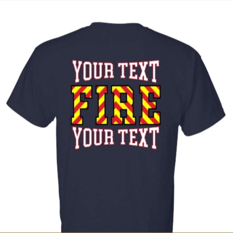 Custom firefighter duty shirt front with department logo