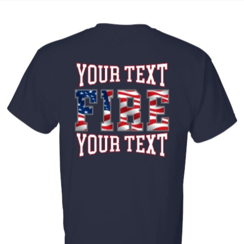 Custom firefighter duty shirt back with department design