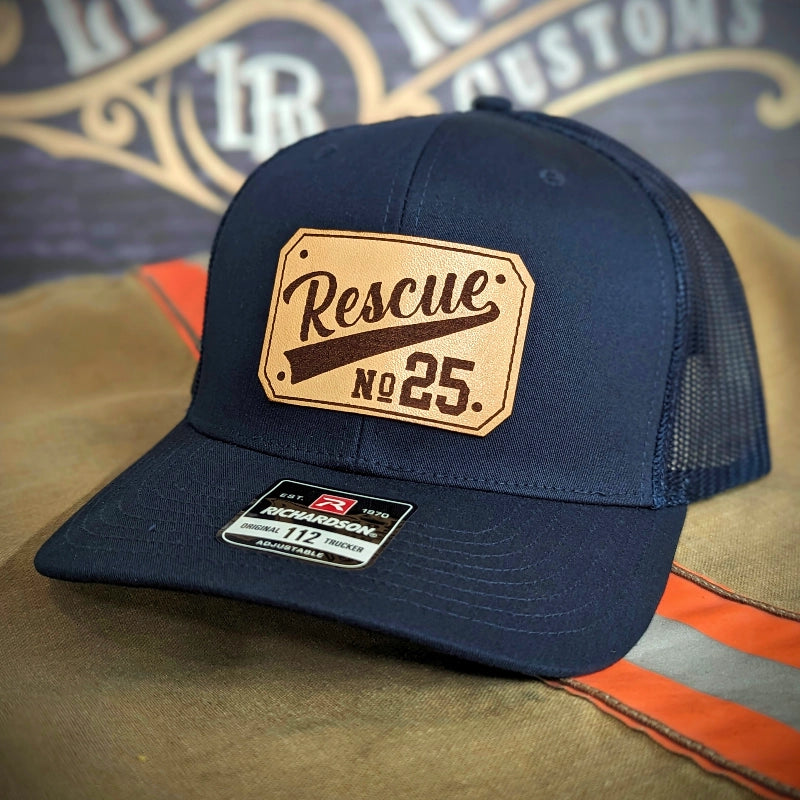 Custom first responder leather patch hat with EMS identity