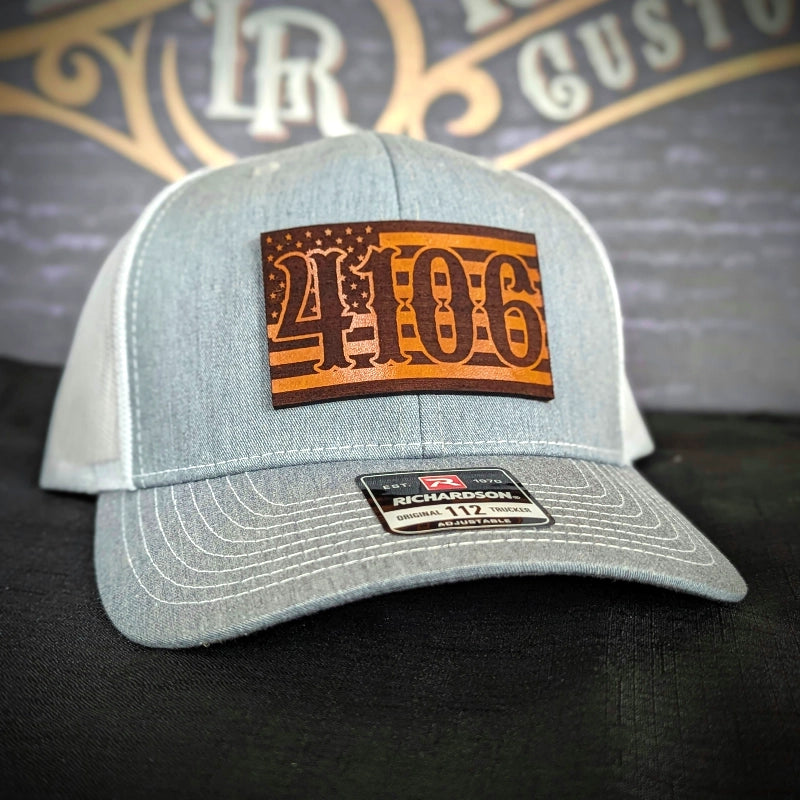 Custom flag leather patch hat with personalized design