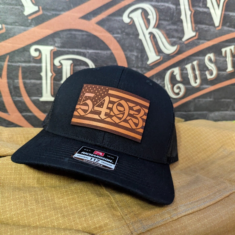 Everyday custom hat with flag leather patch