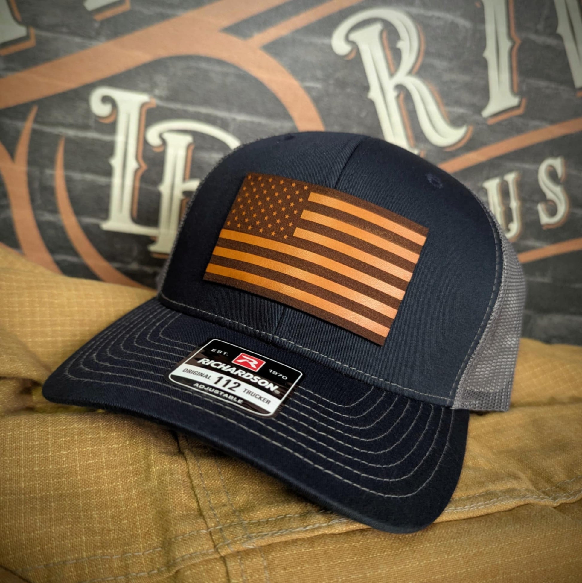 Custom Richardson hat with US flag patch