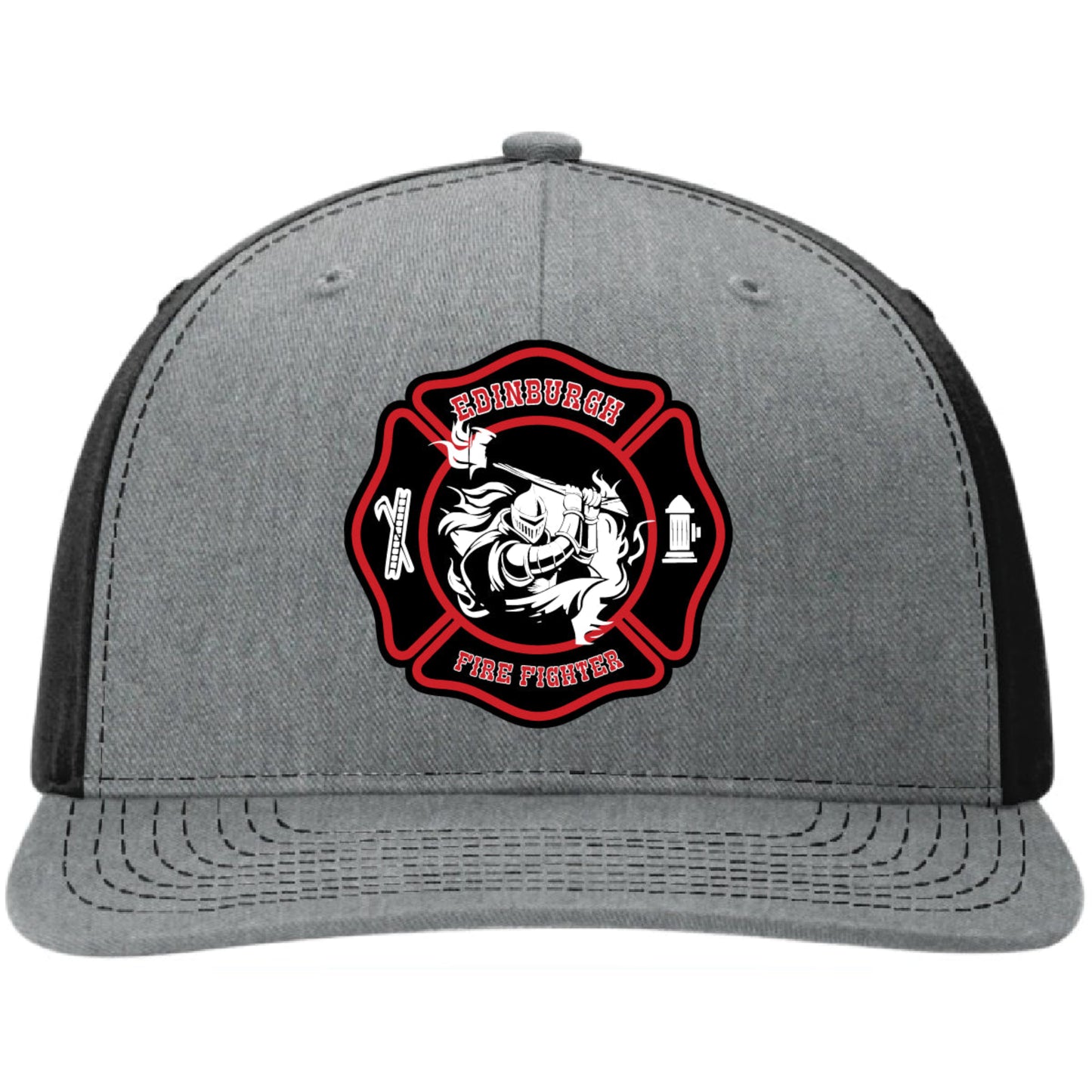 Edinburgh Fire Department leather patch firefighter hat front view
