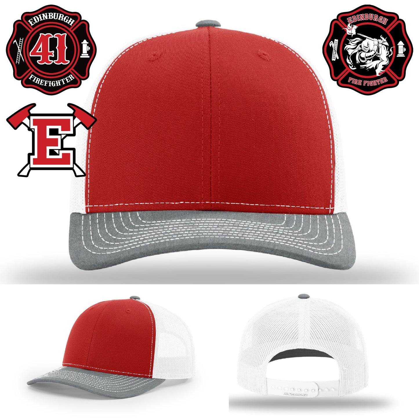 Edinburgh firefighter gear hat with full grain leather patch