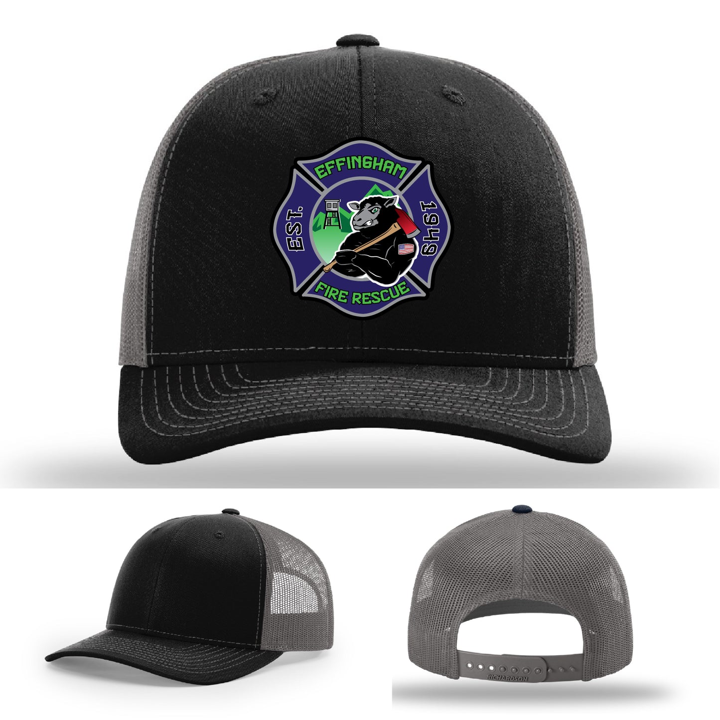 Durable firefighter hat with Effingham Fire Rescue patch
