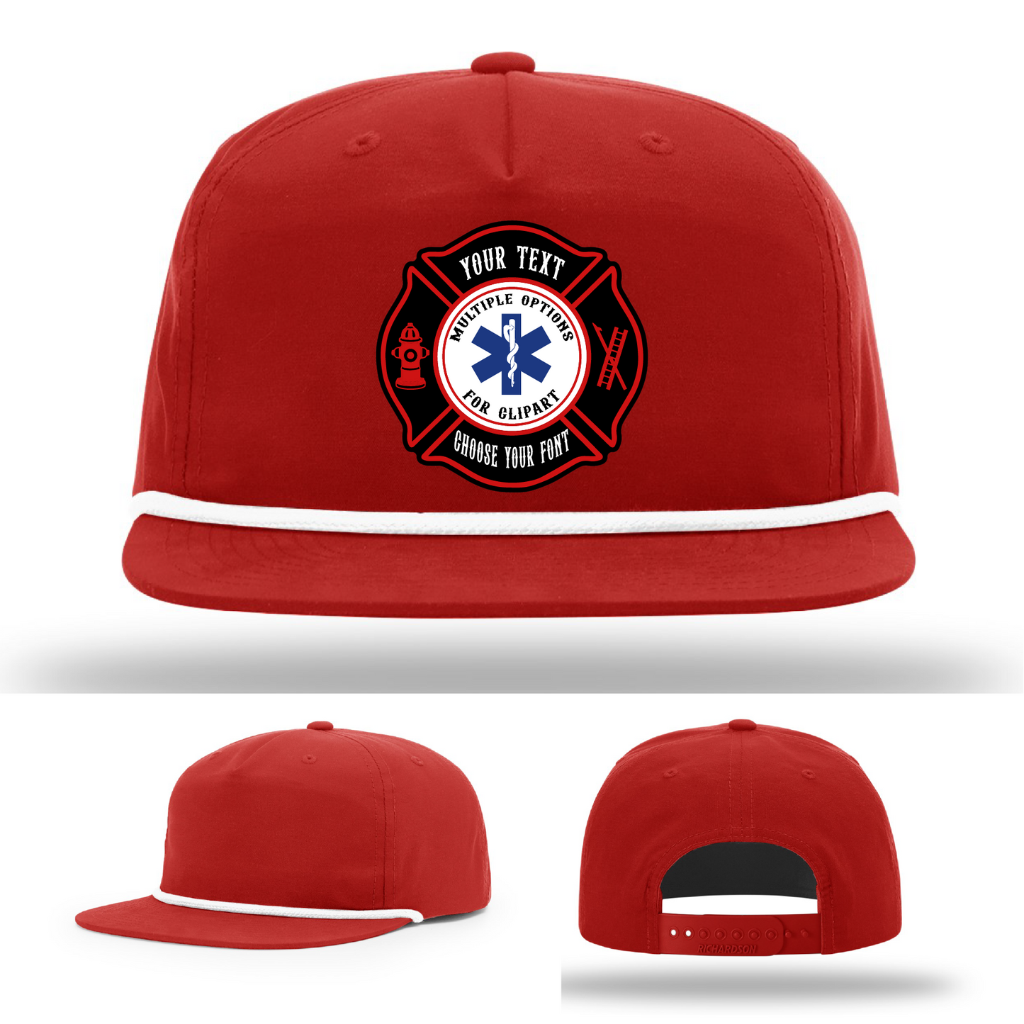 Custom firefighter lifestyle hat with dual Maltese cross patches