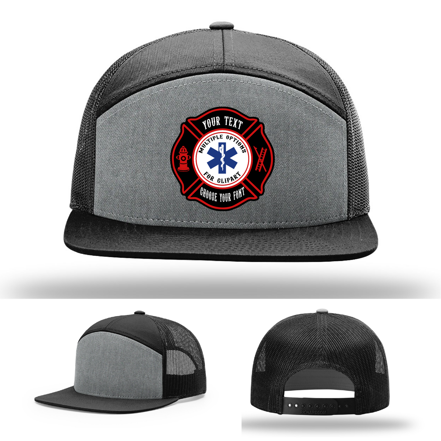 Firefighter identity hat showing colorful Maltese patch variations