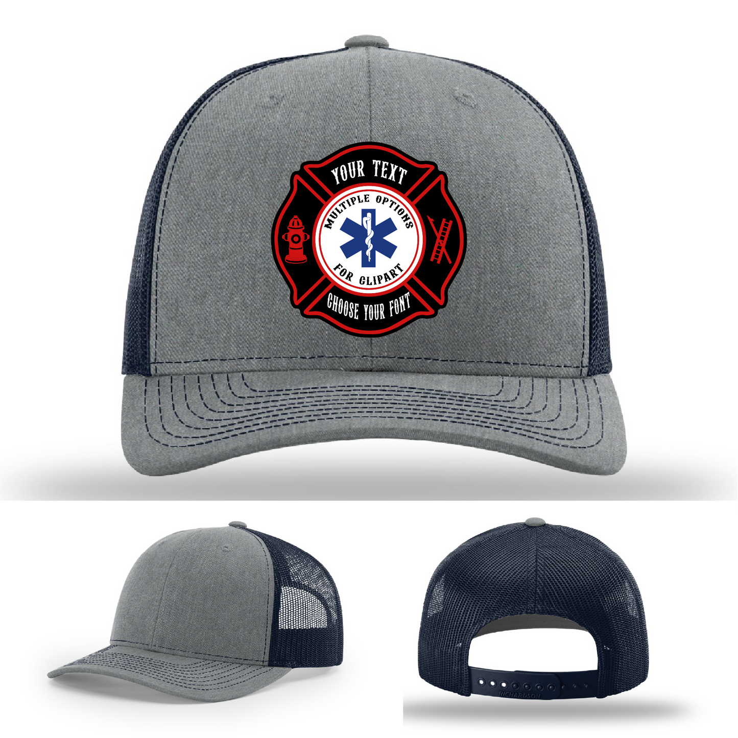 Firefighter pride hat showing two Maltese cross shapes front view