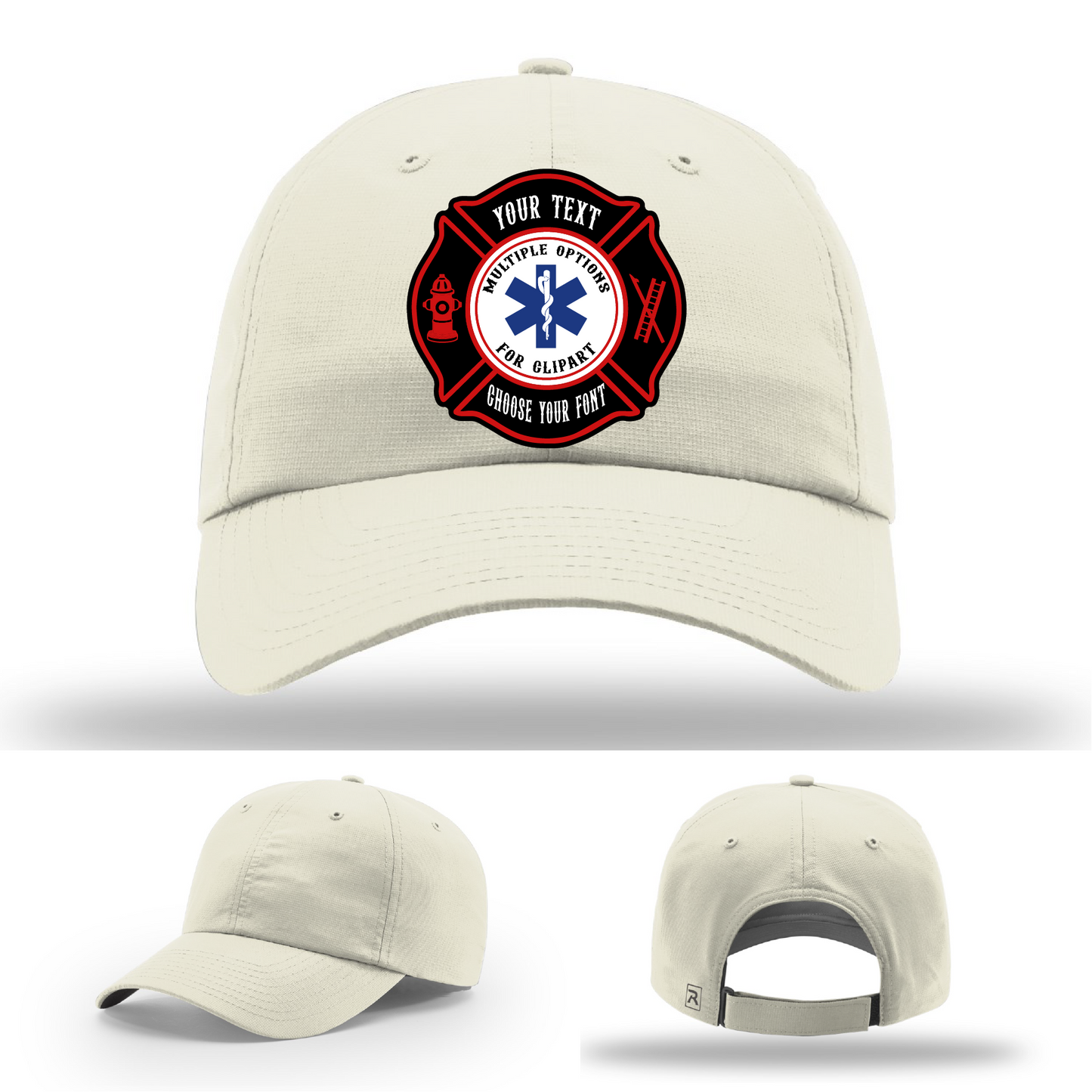 Firefighter lifestyle hat with two Maltese patch shape options