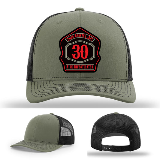 Olive and black Richardson hat featuring Iowa IAAI 30 patch