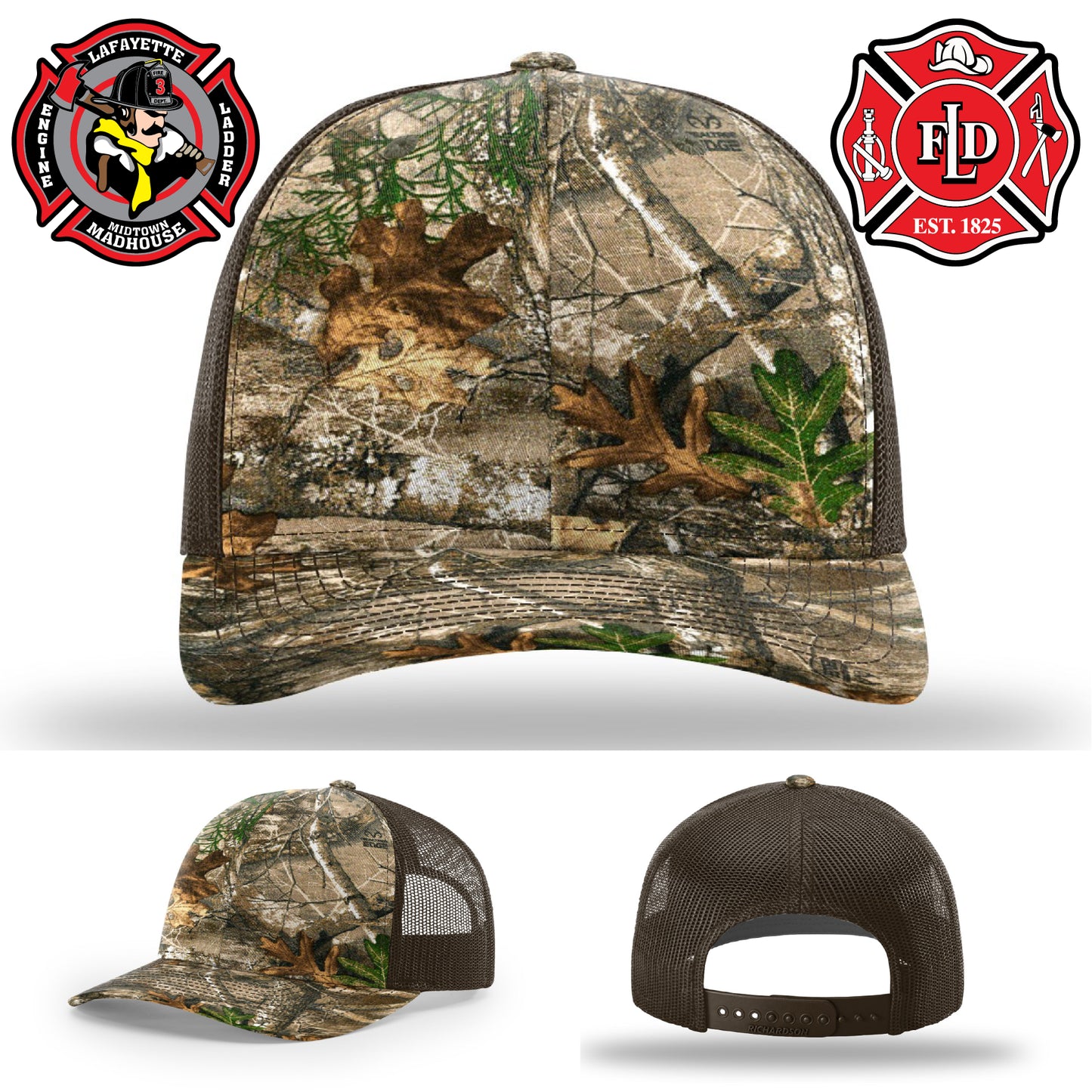 Leather firefighter hat designed with Lafayette fire department emblem