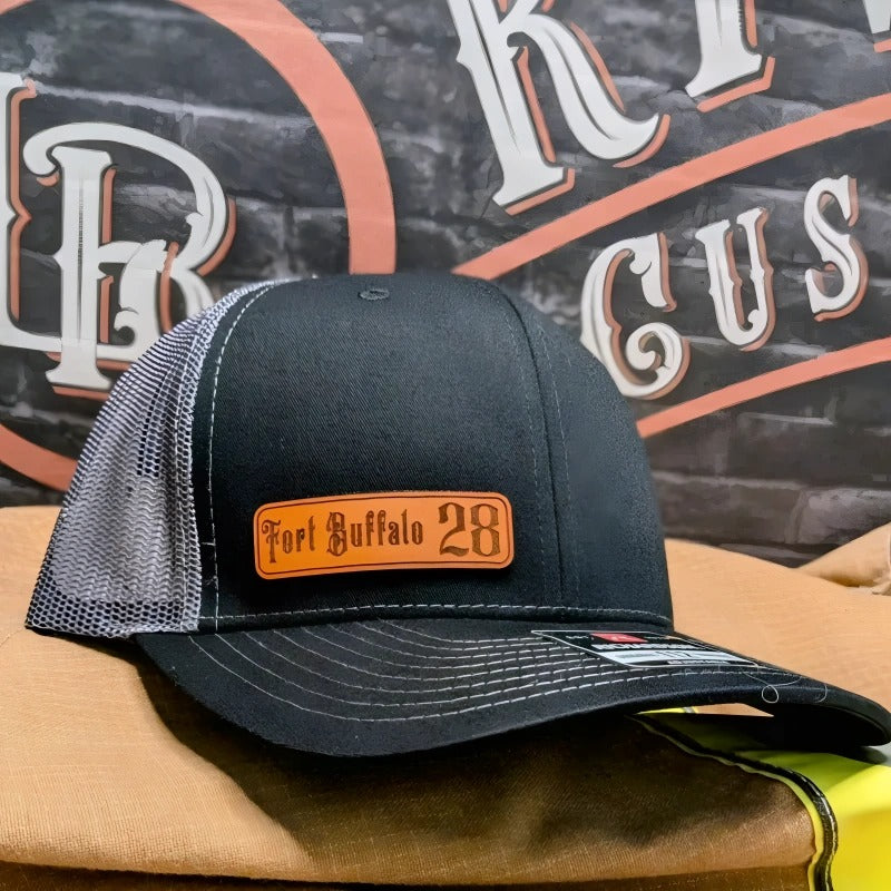Bold everyday wear hat with custom Low Ride leather patch design