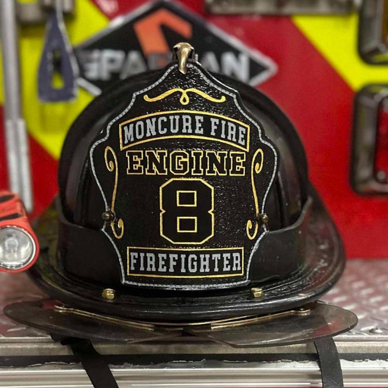 Little River Customs firefighter helmet shield image used to highlight bulk pricing on shields and radio straps