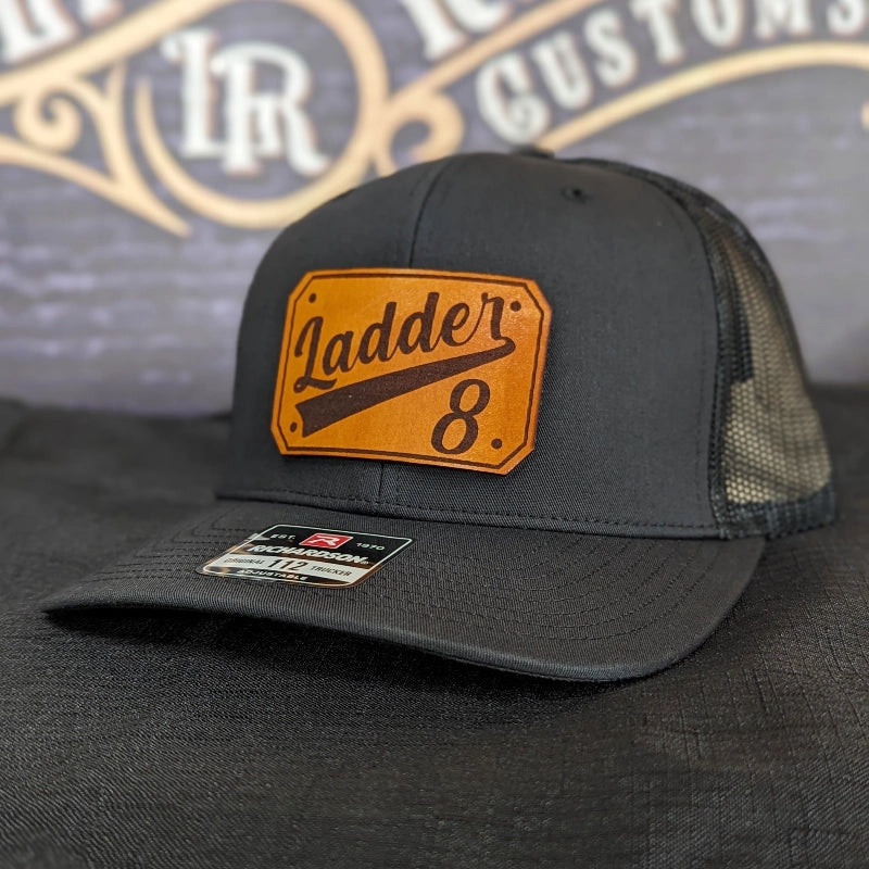 Custom firefighter hat made with passport leather patch