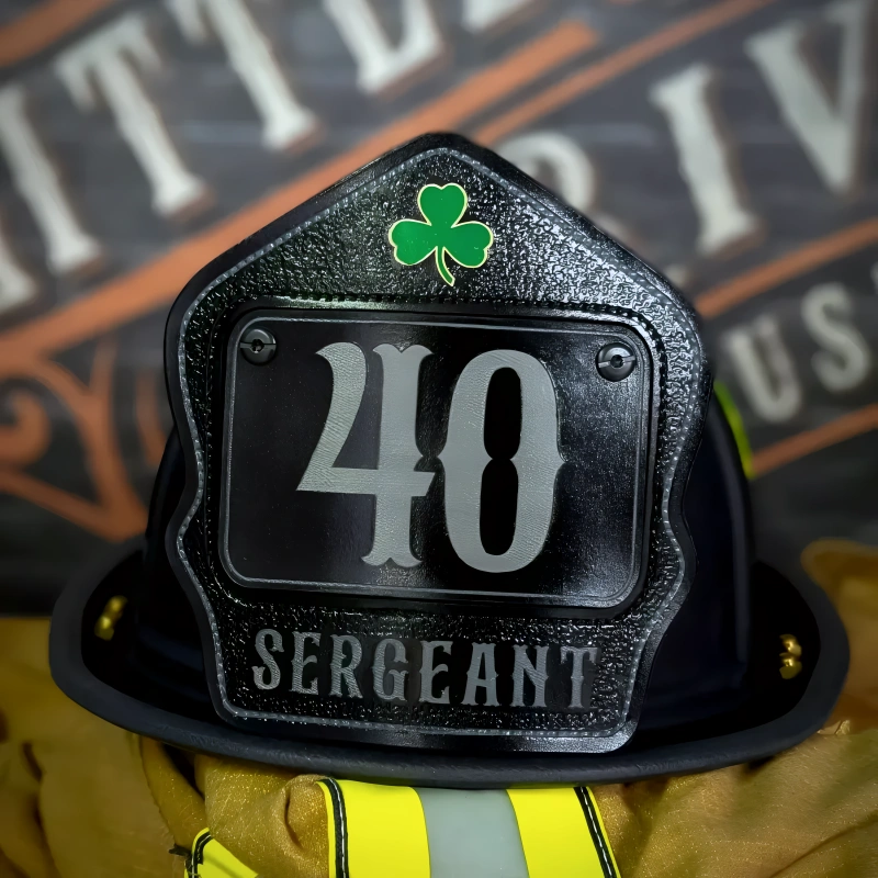 Classic passport leather firefighter helmet shield handcrafted for fire service use