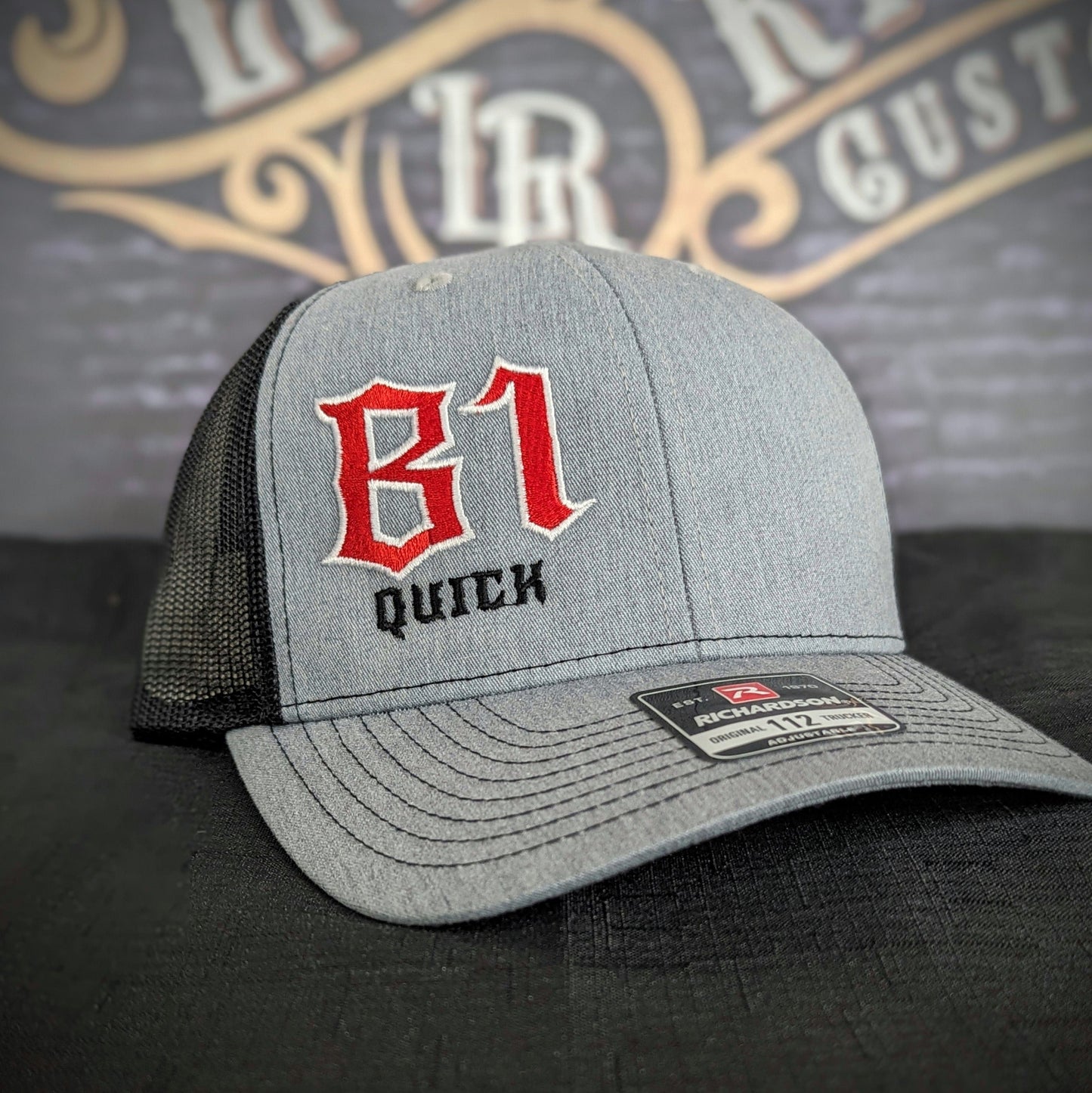 Custom embroidered firefighter hat with bold stitching, structured fit, and premium Richardson snapback design