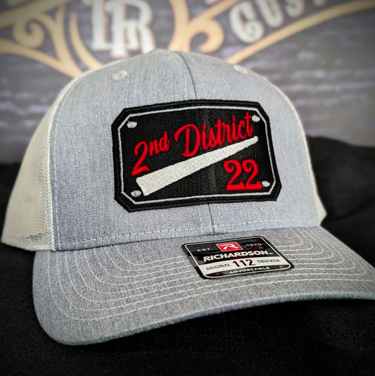 Custom embroidered firefighter hat with bold stitching, structured fit, and premium Richardson snapback design