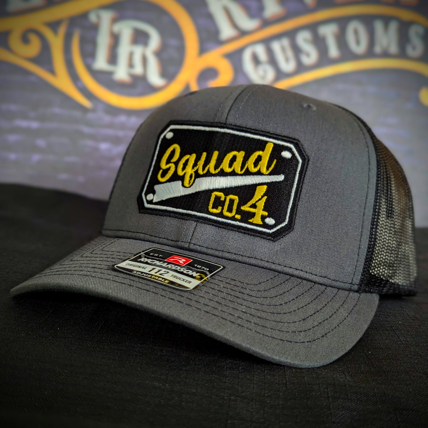 Custom embroidered firefighter hat with bold stitching, structured fit, and premium Richardson snapback design