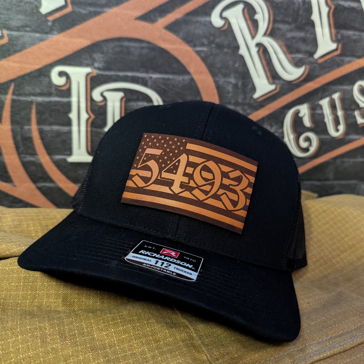 Custom firefighter hats with leather patch on Richardson 112 for your fire department