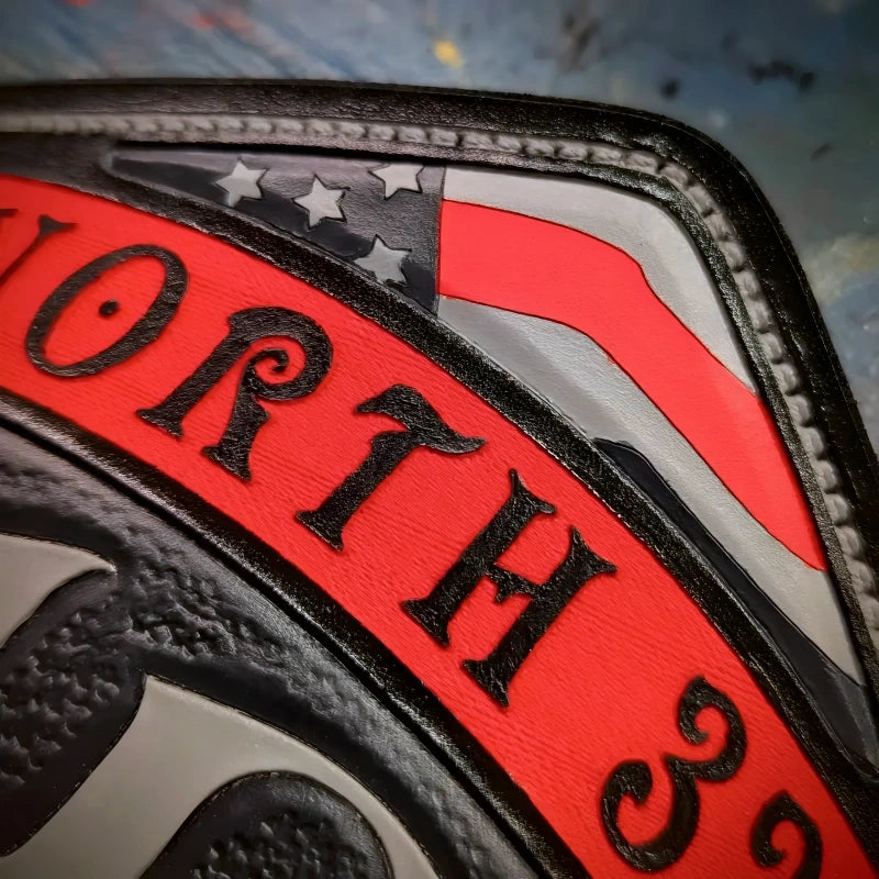 Leather Renegade firefighter helmet shield custom design