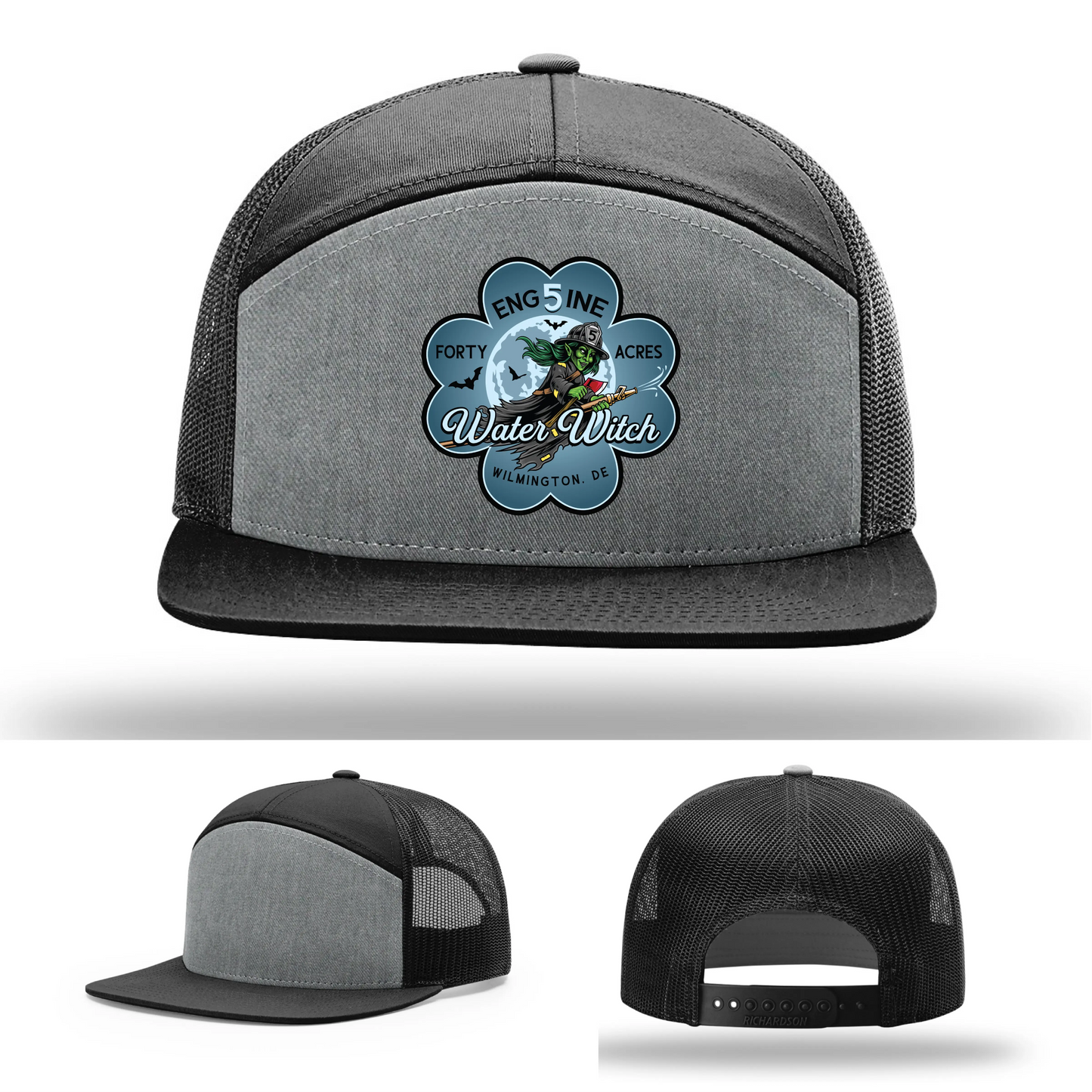 Navy firefighter hat with Wilmington truck artwork
