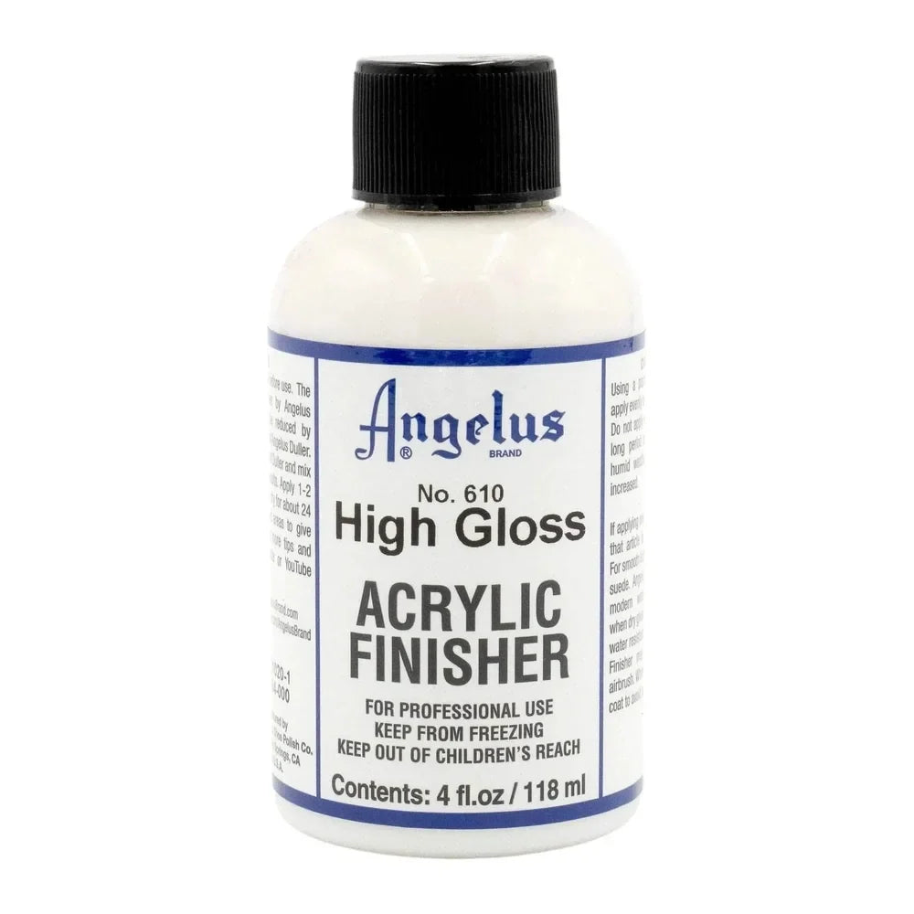 Angelus High Gloss Acrylic Finisher bottle for painted leather projects