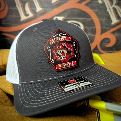 Custom firefighter hats collection with cusotm leather patches