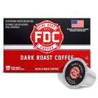 Dark Roast Coffee Pods horizontal box with a single pod, front view