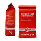 Original Medium Roast Coffee bag side and back views showing the package information