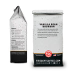 Vanilla Bean Bourbon Infused Coffee bag side and back views showing the package information