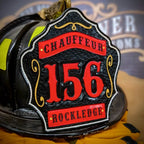 1st Due fire helmet shield customizable for department or rank