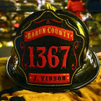 Custom 1st Due leather firefighter shield with live preview