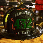 Handmade 1st Due firefighter helmet shield leather construction