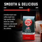 Decaf Coffee bag with roast level and flavor guide