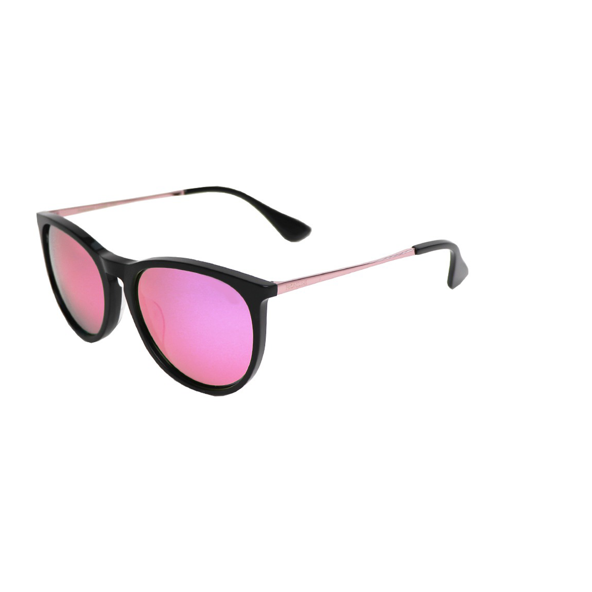 Glorietta Sunset round black frame with pink mirrored lenses and colored temples