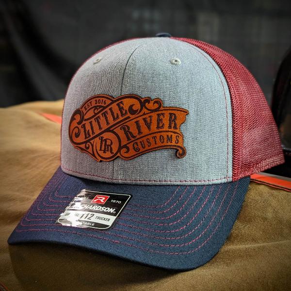 Custom firefighter hats with leather patch on Richardson 112 for your fire department