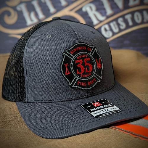 Custom Richardson Maltese Cross fire department hat, first responder hats, firefighter leather patch hats, Custom firefighter hats, fireman gifts, Fire shield hat Thin red line hats, Custom fire department hats, leather head, Fire Shield hat