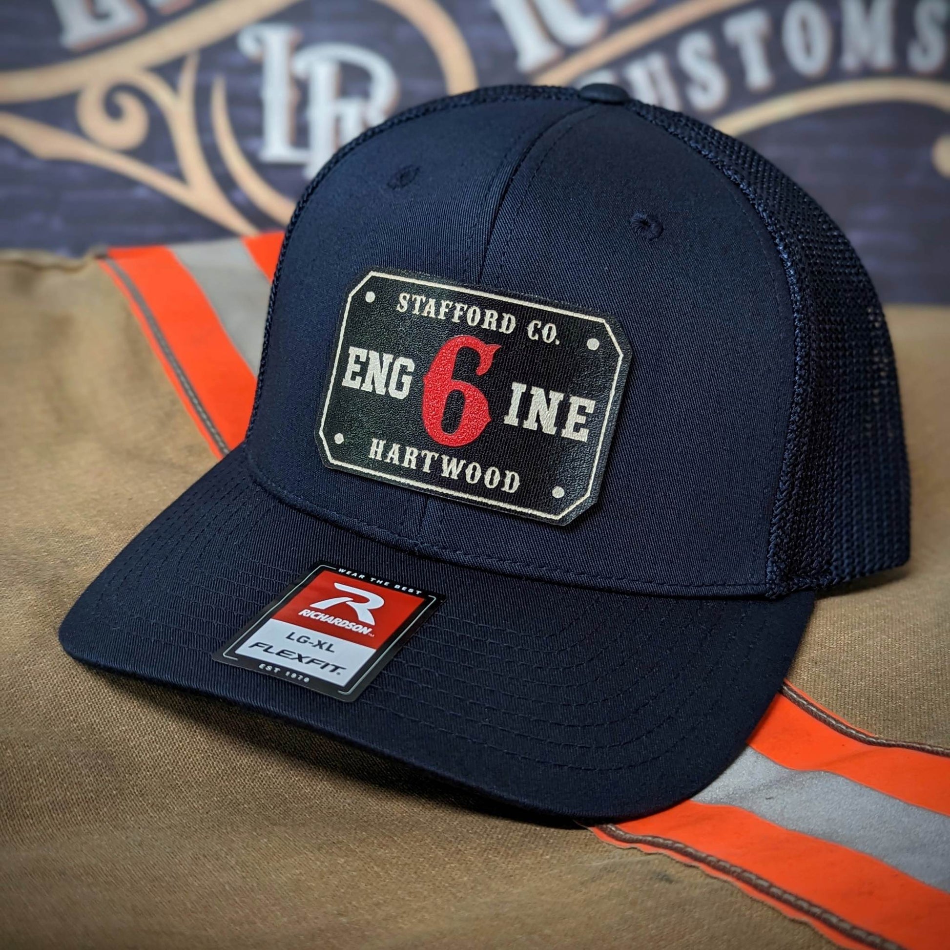 Custom Richardson Maltese Cross fire department hat, first responder hats, firefighter leather patch hats, Custom firefighter hats, fireman gifts, Fire shield hat Thin red line hats, Custom fire department hats, leather head, Fire Shield hat