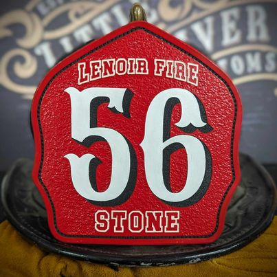 Custom genuine leather fire helmet front, Custom helmet front, custom leather helmet shield, custom leather, firefighter, first responders, fire gear, helmet front, custom leather helmet shield, fire helmet, GB Shields,