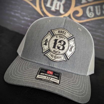 Custom Richardson hats, custom firefighter hat, first responder hats, custom leather patch hats, Custom firefighter hats, fireman gifts, Fire shield hat, Thin red line hats, Custom fire department hats, leather head, fire fighter hat, fireman hats