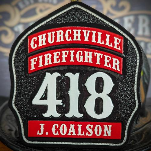 Custom Helmet Shield, Flag Helmet Shields, Firefighter Helmet Shield, Red Line Helmet Shield, Leather Fire Shields, Fire Helmet Fronts, Leather Fire Shields, Custom Leather Shields, Leather Helmet Fronts, Custom Leather Front, GB Shields