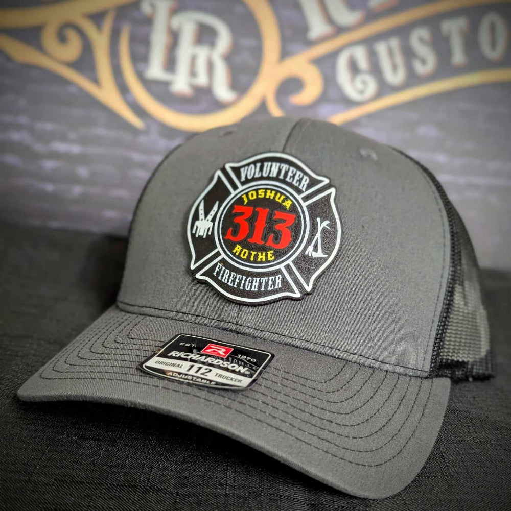 Full color leather maltese firefighter hat